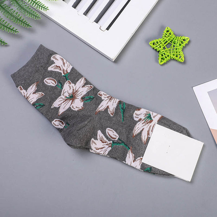 Floral Patterned Long Printed Socks Set