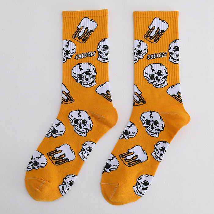 Cartoon Printed Long Hip Hop Style Sock