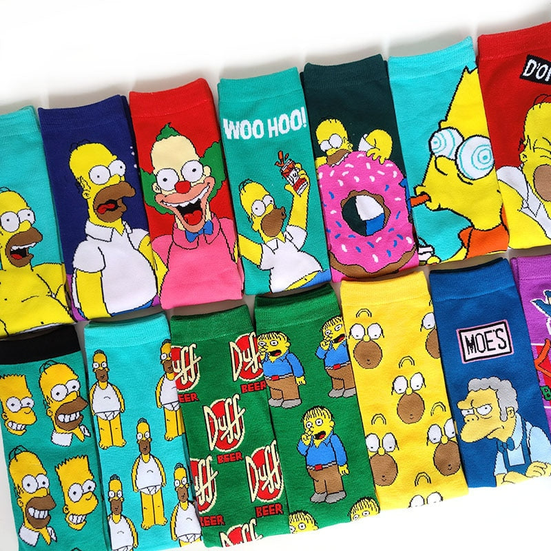 Cartoon Printed Street Wear Casual Sock