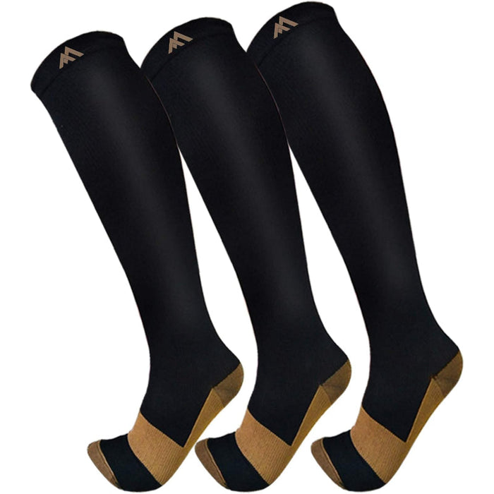 3 Pack Copper Compression Socks - Comfort and Support