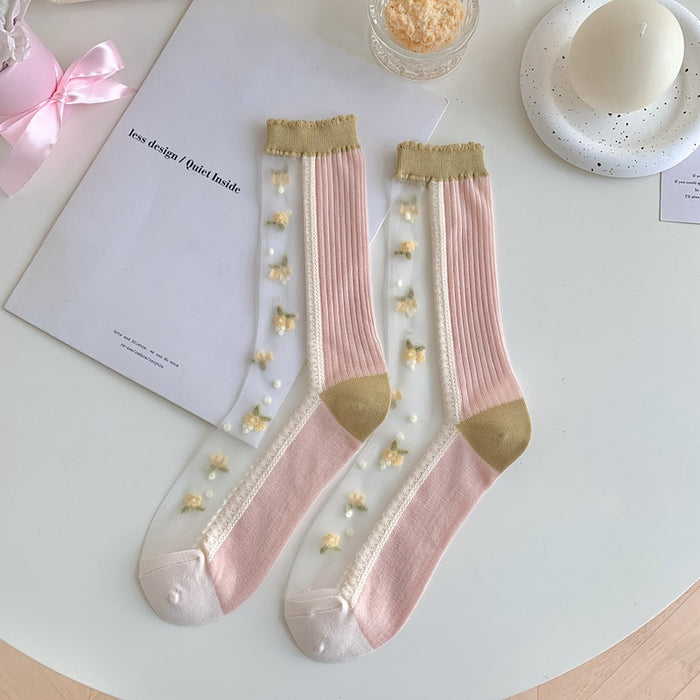Retro Flower Lace Women Socks