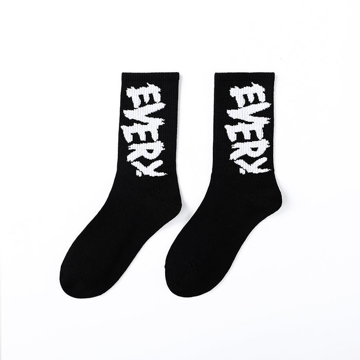 Cartoon Printed Hip Hop Style Long Sock