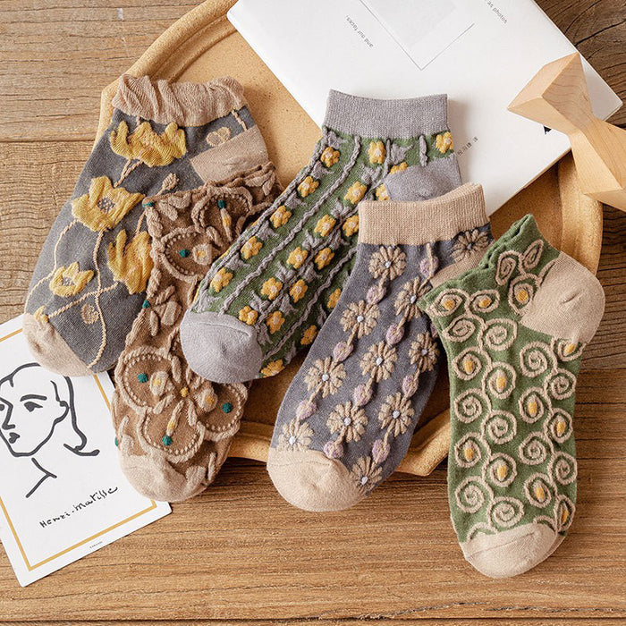 Retro Embroidery Kawaii Women Socks