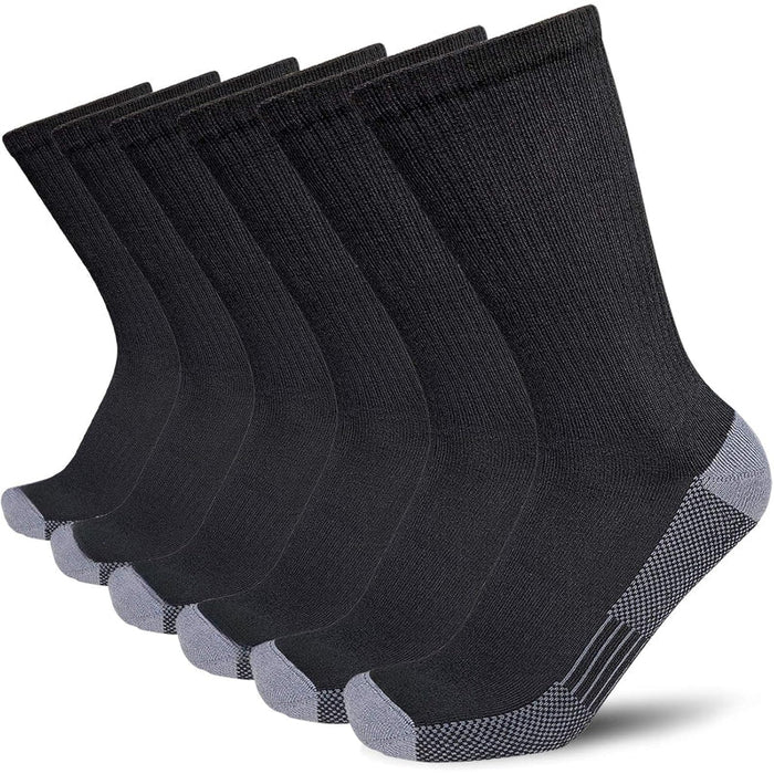 6 Pairs Moisture Wicking Crew Boot Antimicrobial Socks