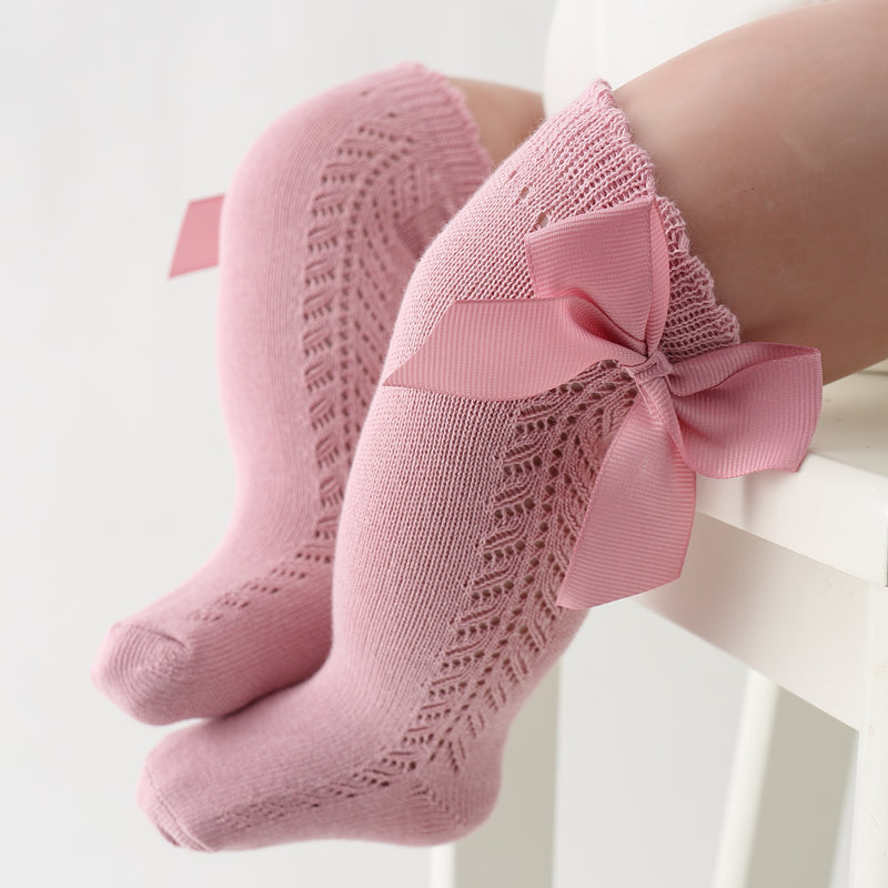 Moving Circle Hollow Bow Princess Socks