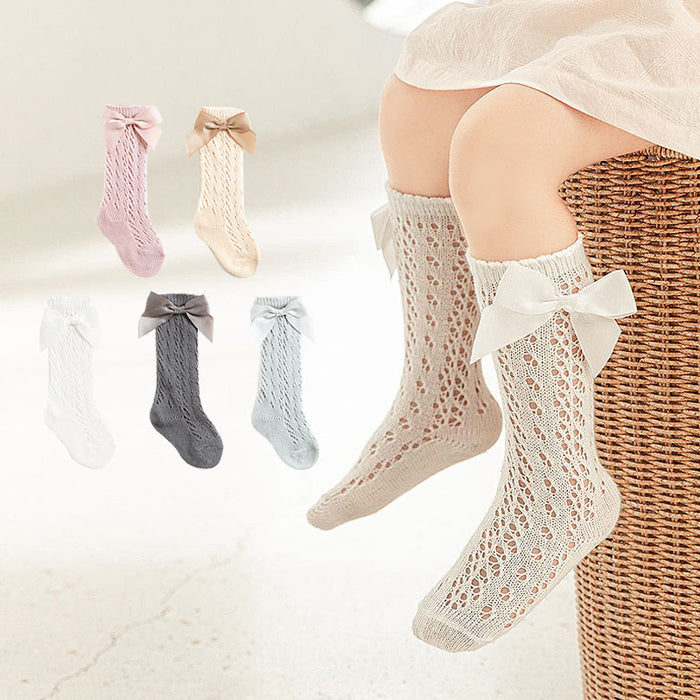 Baby Girls Bow Openwork Long Sock