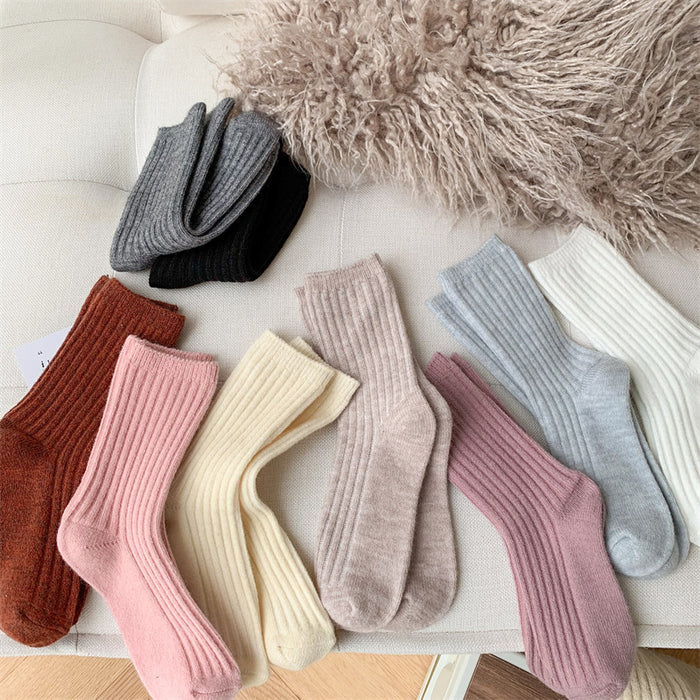 Solid Wool Warm Long Socks