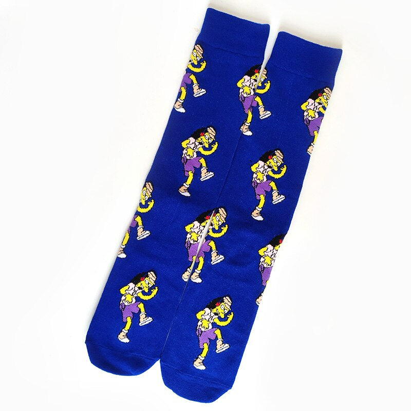 Cartoon Printed Street Wear Casual Sock