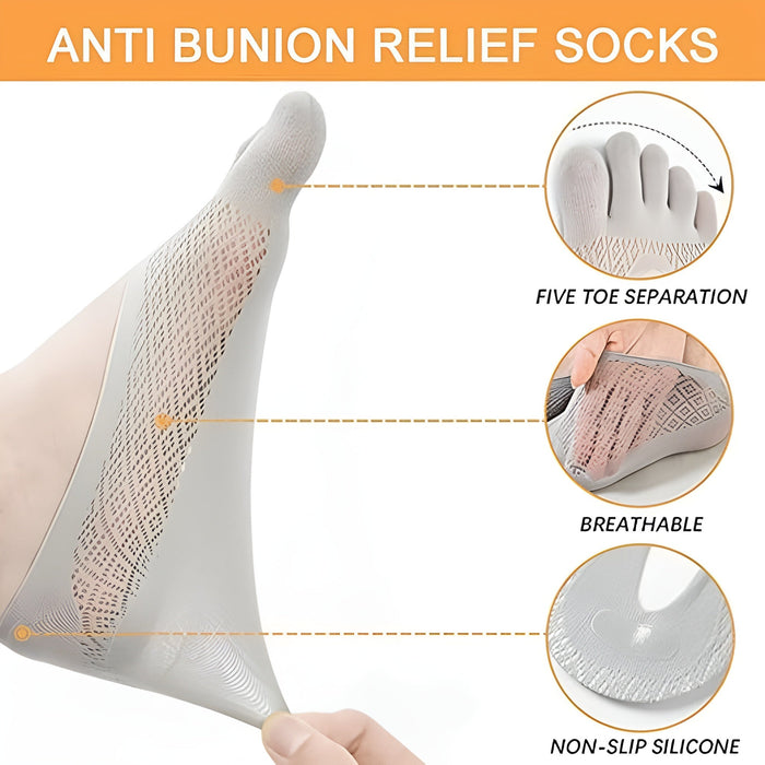 5 Pair Anti Bunion Socks With Non Slip Silicone