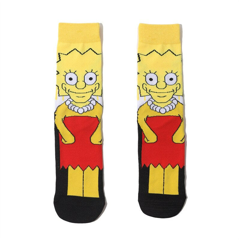 Cartoon Printed Street Wear Casual Sock