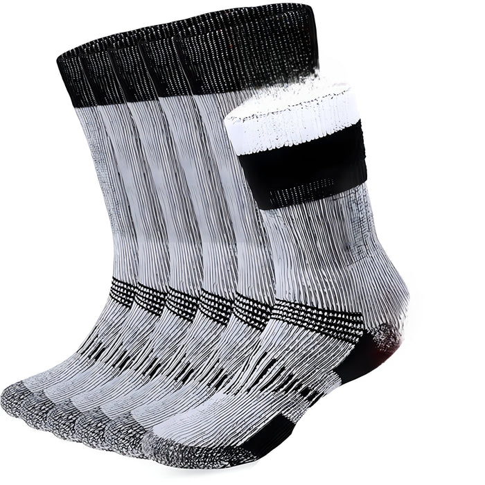 Pack Of 6 Thermal Insulated Cushioned Socks For Cold Weather