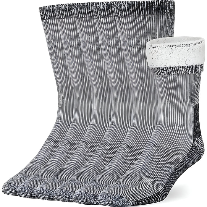 Pack Of 6 Thermal Insulated Cushioned Socks For Cold Weather