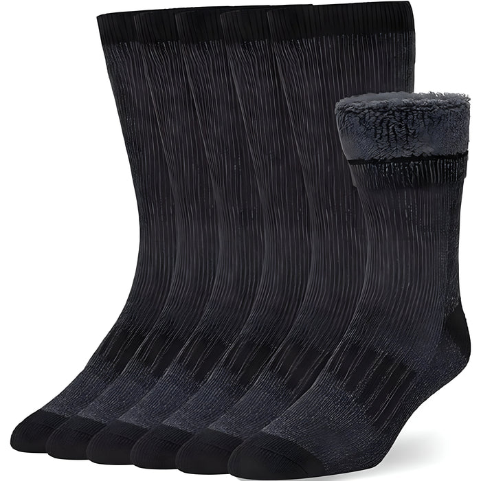 Pack Of 6 Thermal Insulated Cushioned Socks For Cold Weather