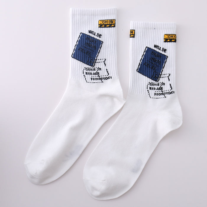 Hip Hop Style Cartoon Printed Long Socks