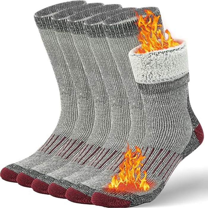 Pack Of 6 Pair Heavy Duty Thermal Wool Cushioned Socks