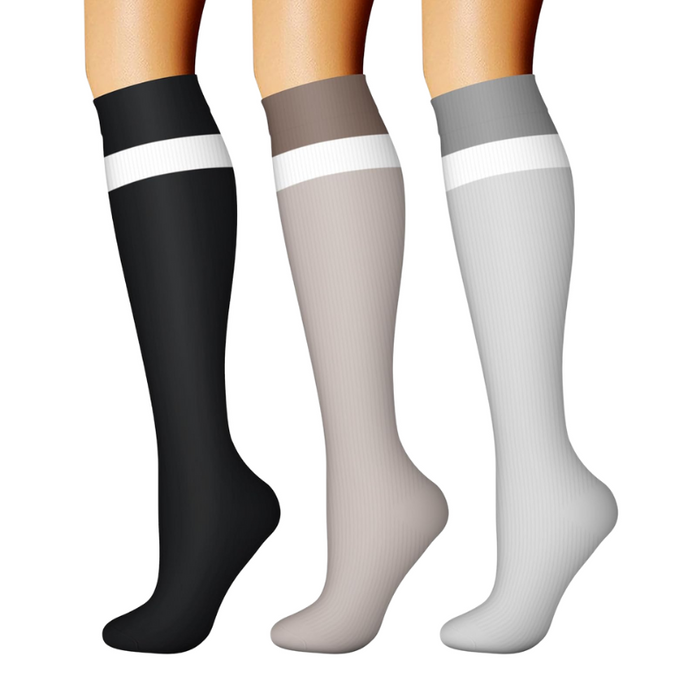 Pack Of 3 Minimalistic Style Athletic High Compression Socks