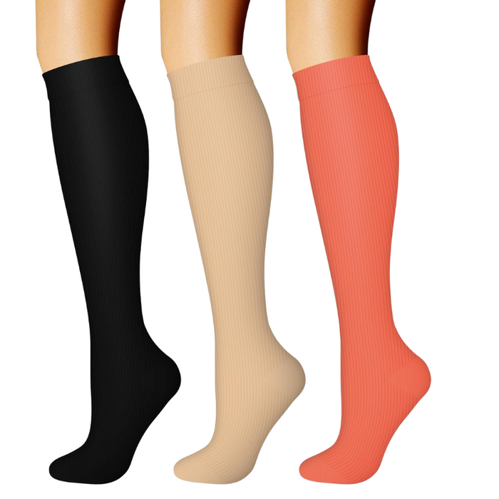 Pack Of 3 Minimalistic Style Athletic High Compression Socks