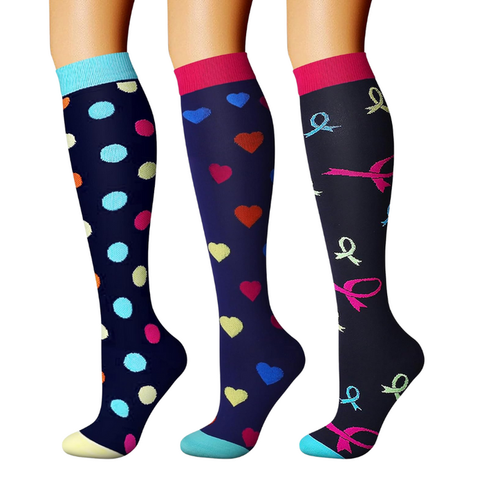 Pack Of 3 Solid Design Athletic High Compression Socks