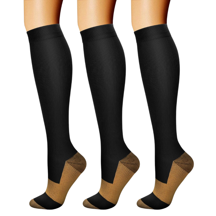 Pack Of 3 Solid Style Athletic High Compression Socks