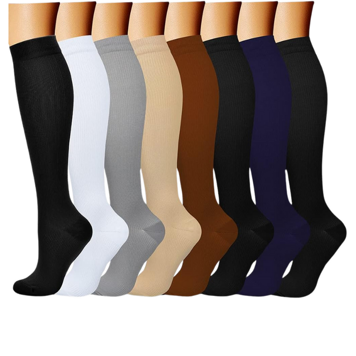 Pack Of 8 Printed Pattern Compression Socks