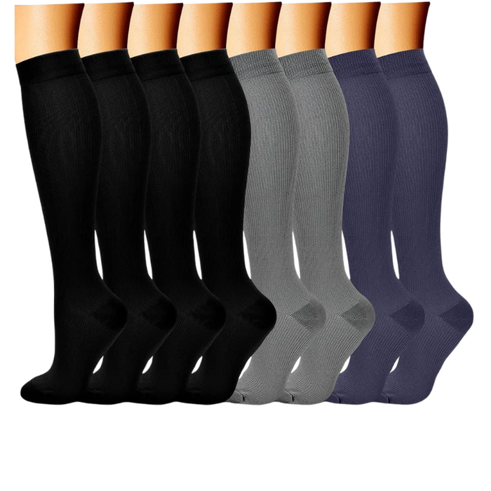 Pack Of 8 Printed Pattern Compression Socks