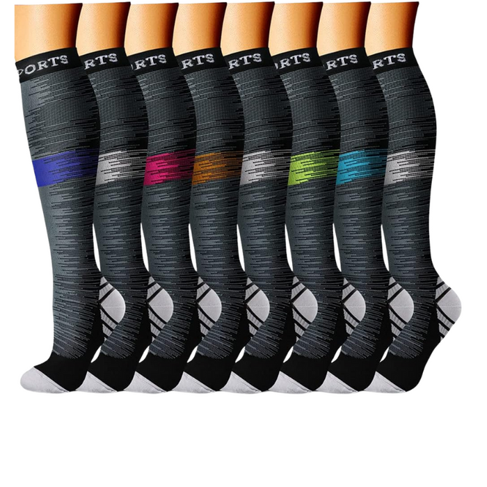 Pack Of 8 Printed Pattern Compression Socks