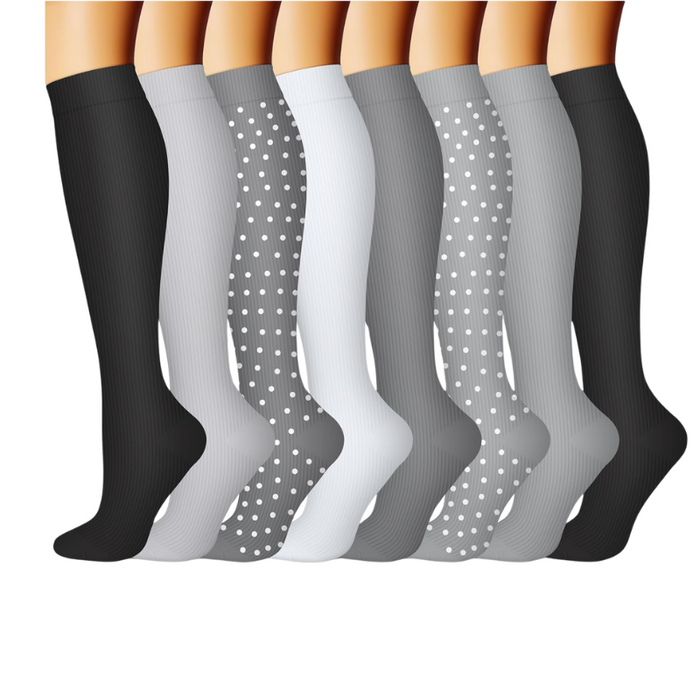 Pack Of 8 Printed Pattern Compression Socks