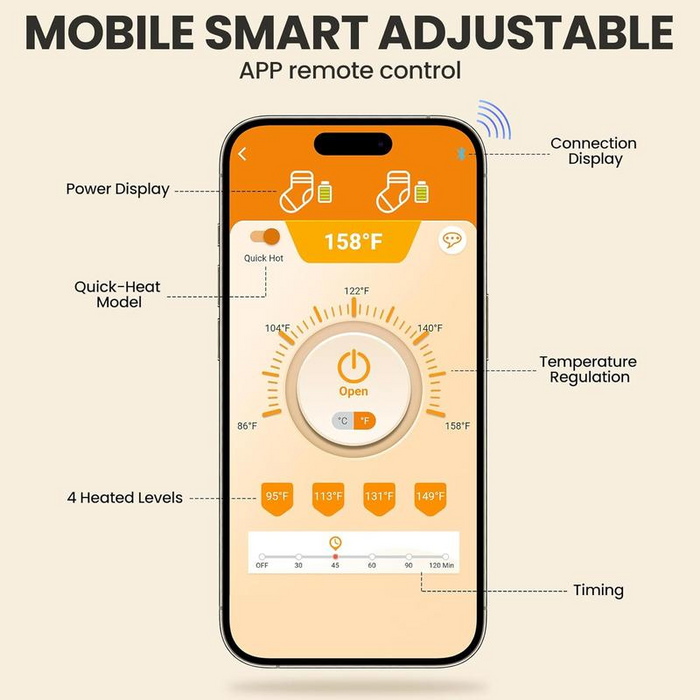 Rechargeable Heated Socks With Adjustable Temperature Control