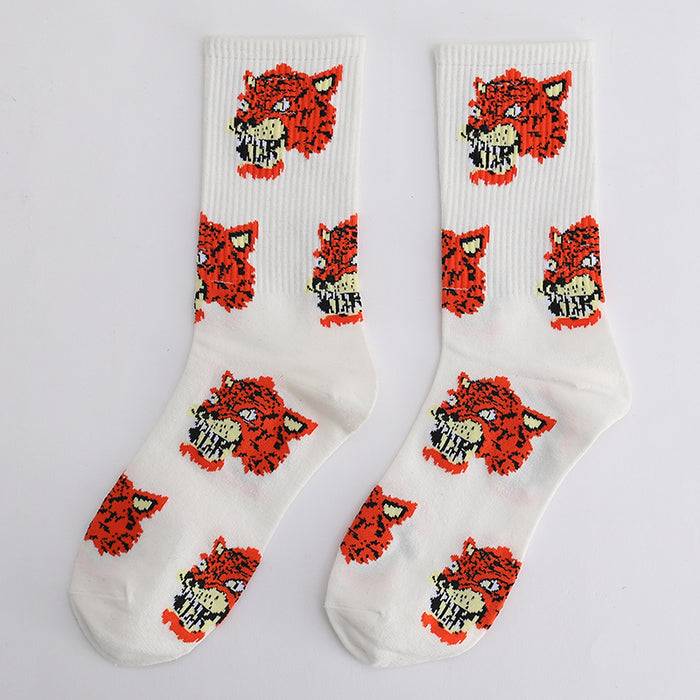 Cartoon Printed Long Hip Hop Style Sock