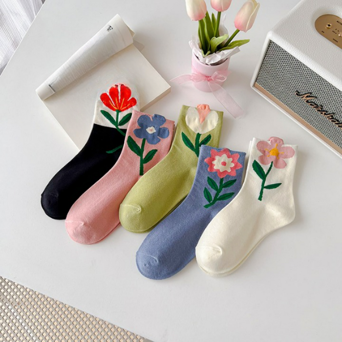 Flower Printed Breathable Socks