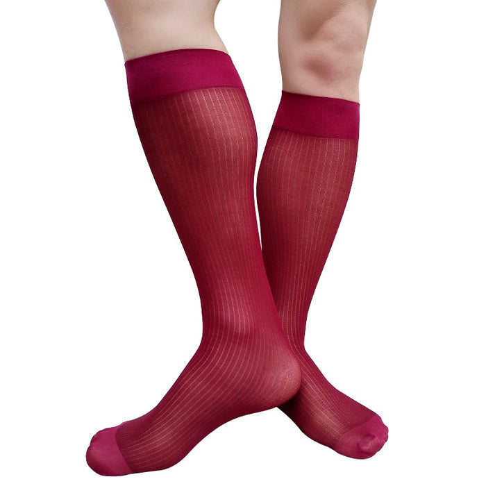 Men Formal Knee High Striped Casual Socks