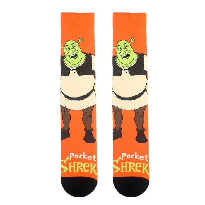 Men Pocket Shrek Print Casual Socks