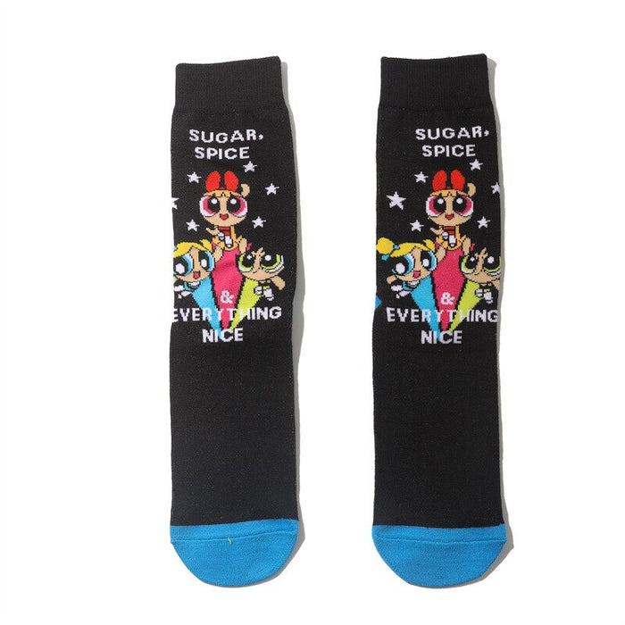 Powerpuff Girls Print Men Casual Socks