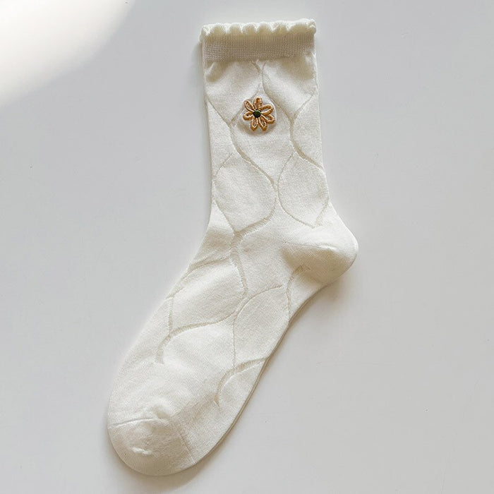 Women Flower Mid-Tube Casual Socks