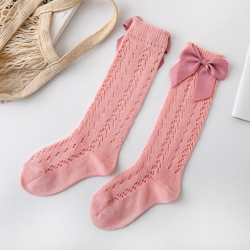 Girls Knee High Cotton Casual Kids Socks