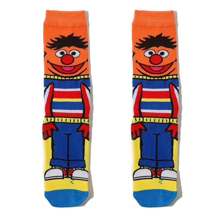 Orange Cartoon Printed Men Casual Socks