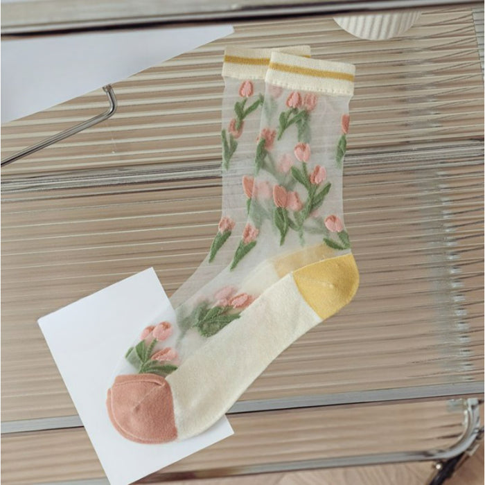 Retro Flower Patterned Socks