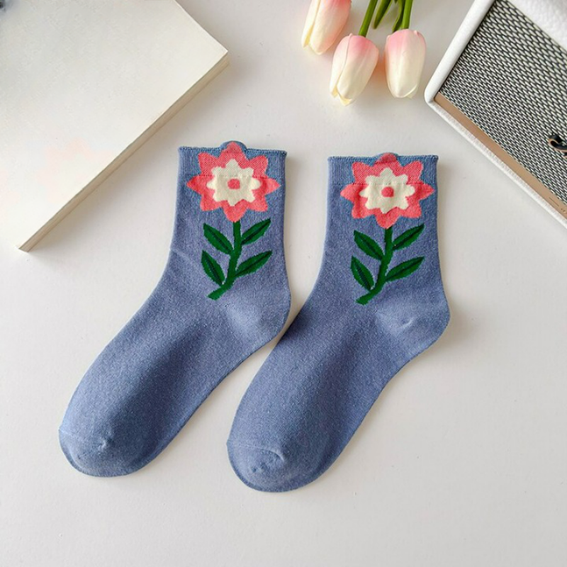 Flower Printed Breathable Socks
