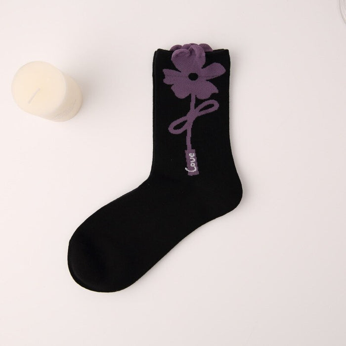 Flower Patterned Cotton Socks