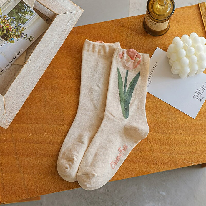 Long Printed Cotton Socks