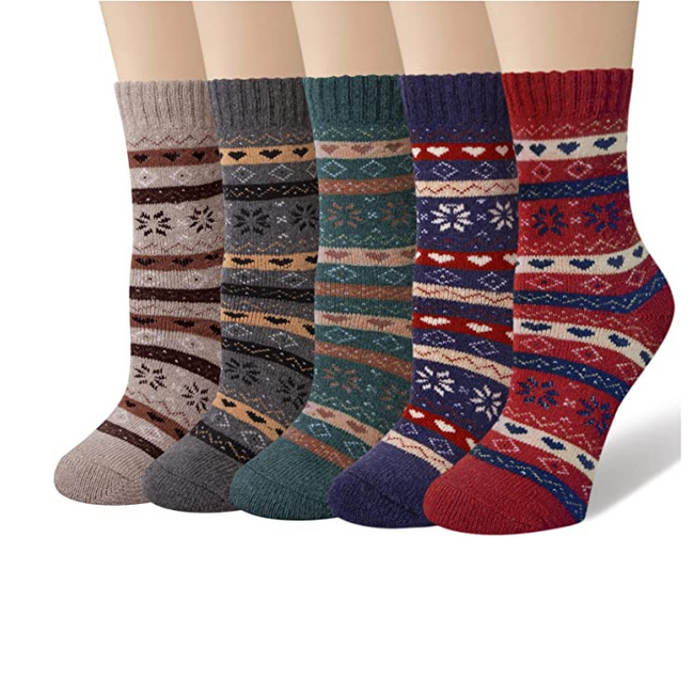 Winter Women's 5-Pair Snowflake Pattern Socks
