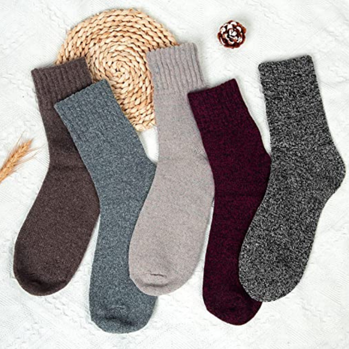 Winter Vintage Thick Knit Women's 5 Pair Wool Socks