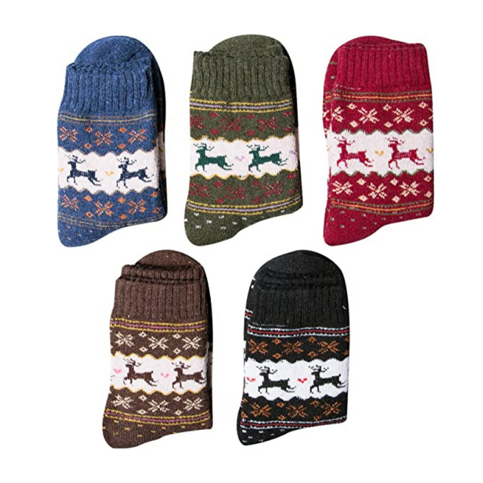 Winter Women's 5 Pair Wool Patterned Socks