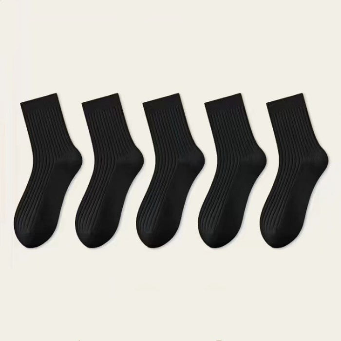 5 Pairs Of Solid Color Business Socks For Men