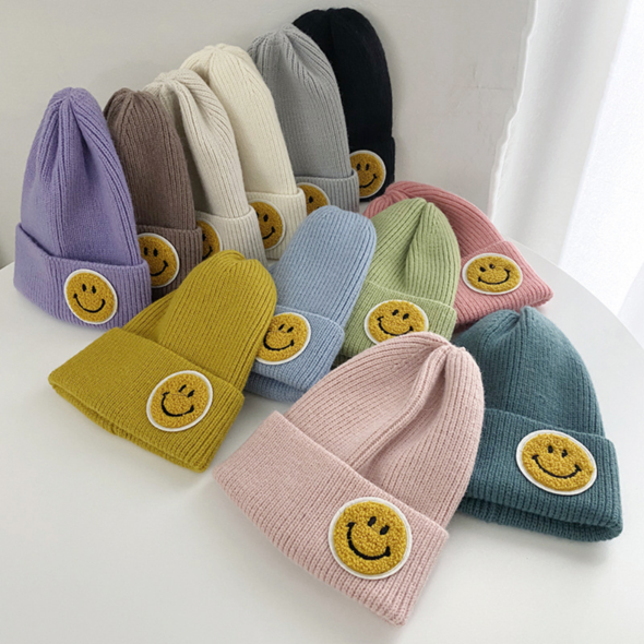 Smile Face Embroidered Beanie
