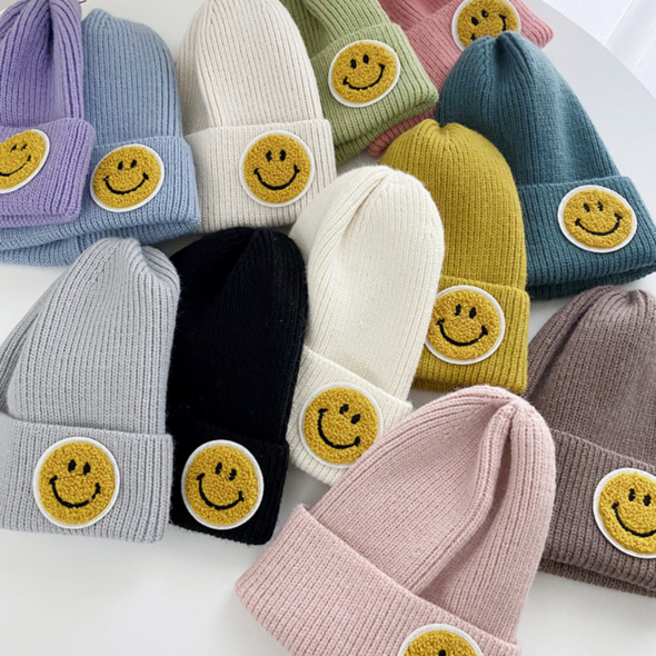 Smile Face Embroidered Beanie