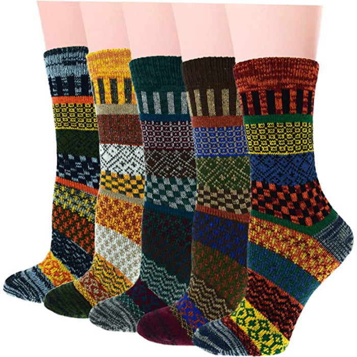 5 Pack Vintage Soft Thick Socks For Women