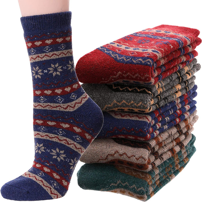 5 Pairs Hiking Thermal Wool Socks For Women