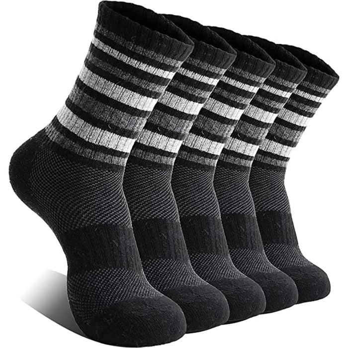 5 Pairs Striped Thermal Hiking Socks For Women