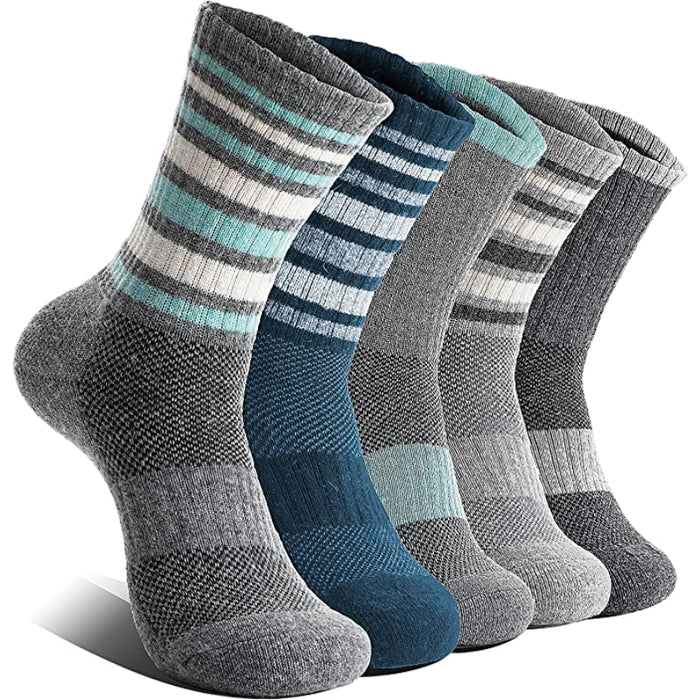 5 Pairs Striped Thermal Hiking Socks For Women